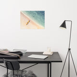 Yellow Canoe & Blue Sea with Soft Violet Effect Landscape Photo Loose Art Print, 18" X 24"