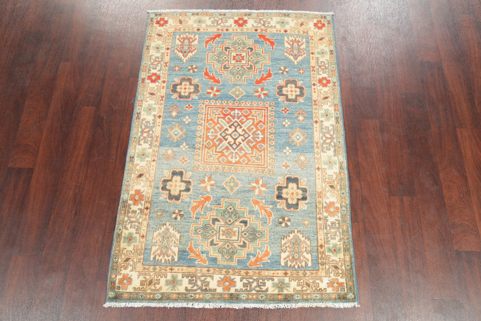 Faded Oriental Traditional Hand Made Pakistani Area Rug, Blue, 5'1"x3'4"