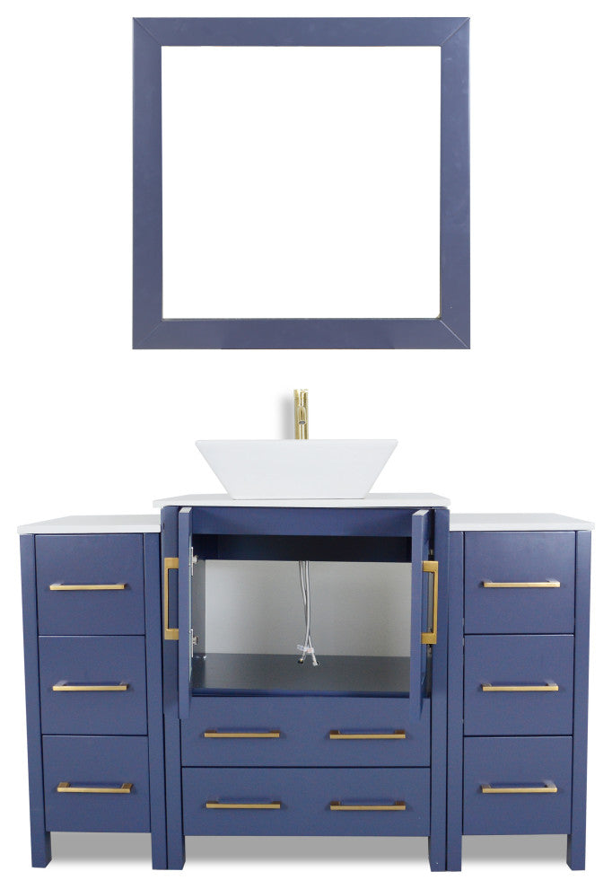Vanity Art Bathroom Vanity Set With Sink, Blue, 48", Standard Mirror