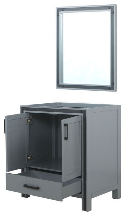 Ziva Transitional Dark Grey 30" Single Vanity, no Top and 28" Mirror