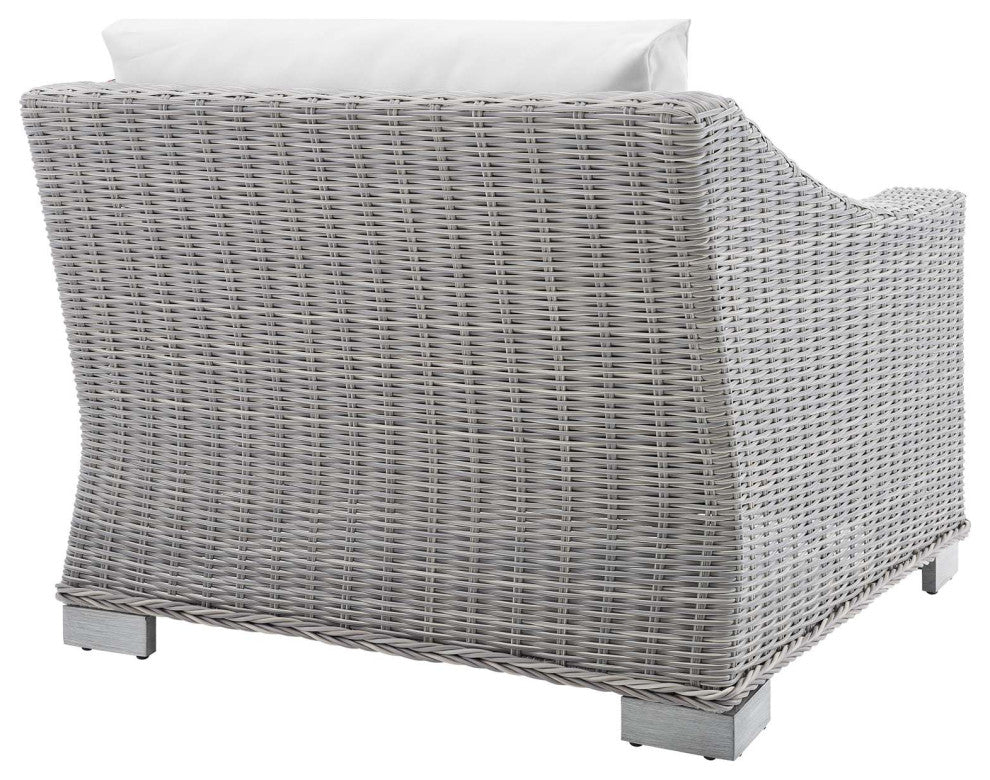 Lounge Chair, Sunbrella, Rattan, Wicker, Gray White, Modern, Outdoor Patio