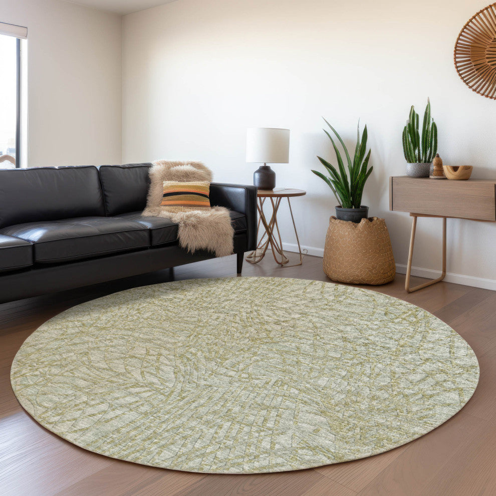 Premium Machine Washable Mayfield AMF35 Sage 8' x 8' Round Rug