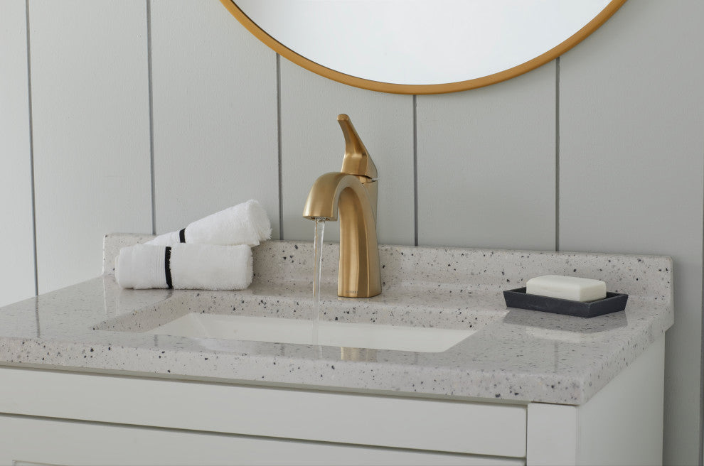 Vaughn Single Handle Lavatory Faucet w/ Metal Pop-Up Drain Chrome, Brushed Bronze