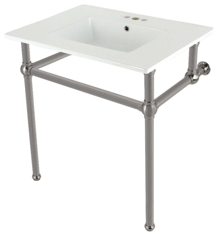 Kingston Brass KVBH31227W4B8 31" Console Sink, Legs, 8", 3 Hole