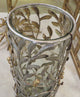 Tall 15" Leaf Berry Pillar Candle Holder, Metal Hurricane Leaves Branches
