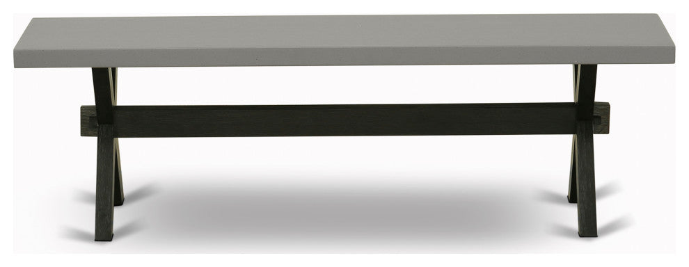 X-Style 15X60 In Dining Bench With Wirebrushed Black Leg And Cement Top Finish