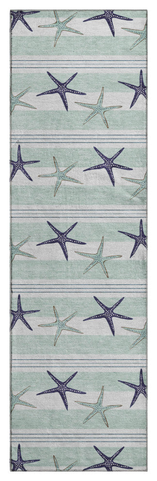 Addison Premium Washable Mayfield AMF191 Blue 2'3" x 7'6" Runner Rug