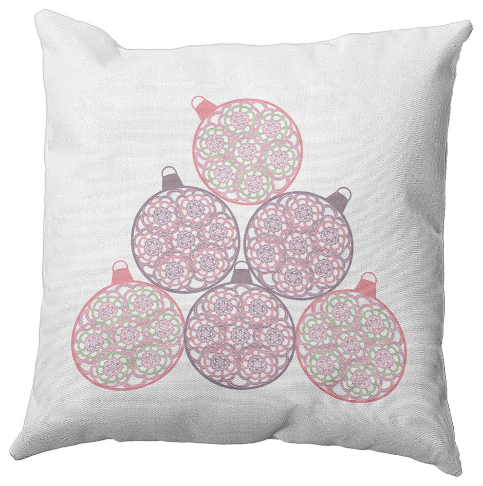 Fancy Ornament Stack Accent Pillow, Pink Icing, 20"x20"