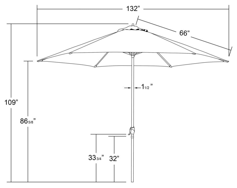 Astella 11' Round Table Patio Umbrella, Auto Crank Lift, Polyester, Pacific Blue