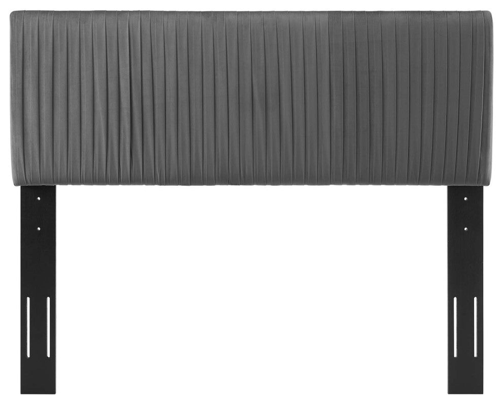 Tufted Headboard, King Size, Velvet, Dark Gray, Modern Contemporary