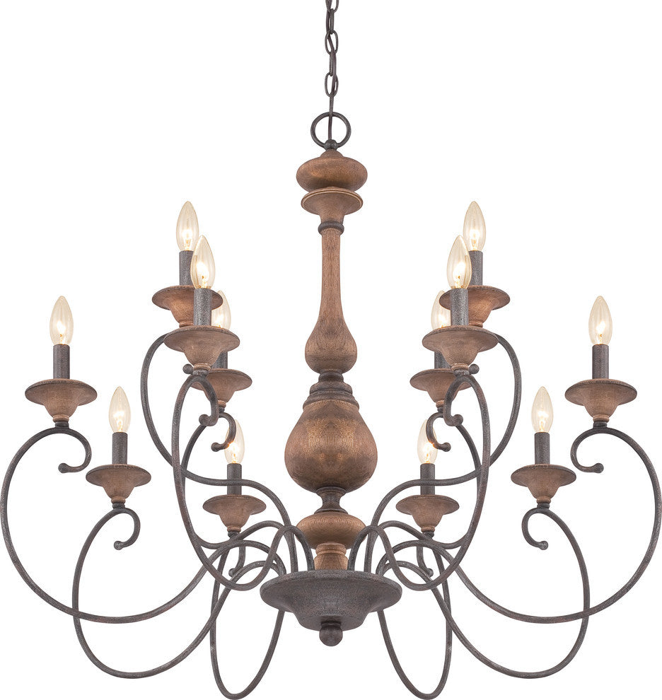 Quoizel ABN5012RK 12 Light Chandelier Auburn Rustic Black