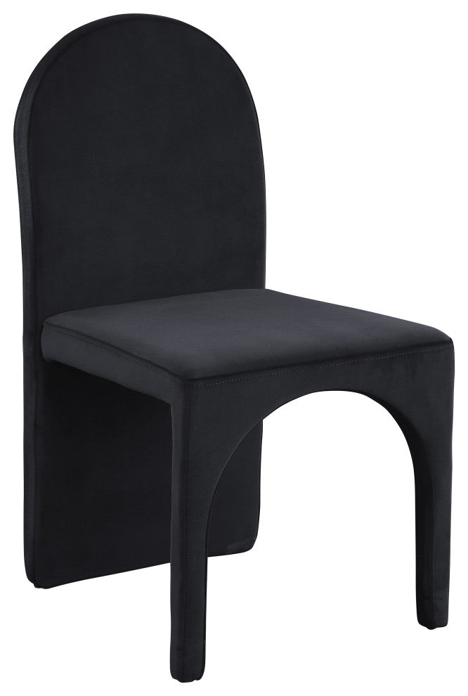 Summer Velvet Upholstered Dining Arm Chair (Set of 2), Black, Side Chair
