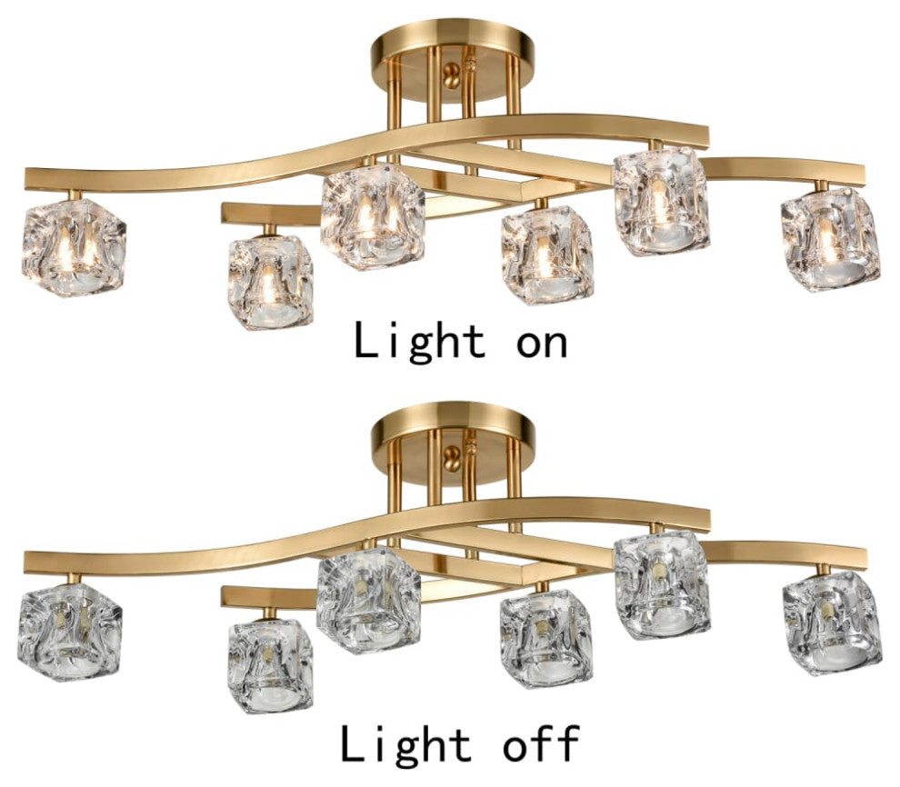 Modern Crystal Ceiling Lights Gold-6 Light