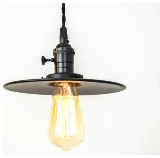 Urban Industrial 10" Wide Pendant Lighting, Black Twisted Wire