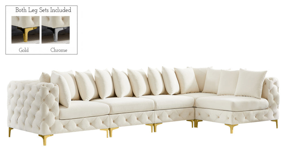 Tremblay Modular Sectional, Cream, L-Shaped, 5-Piece: Armless (3), Corner (2)