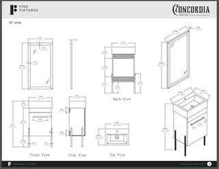 Fine Fixtures Modern Vanity Set, White, 18", Black Hardware