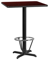 24" Square Mahogany Laminate Table Top With 22"x22" Bar Height Table