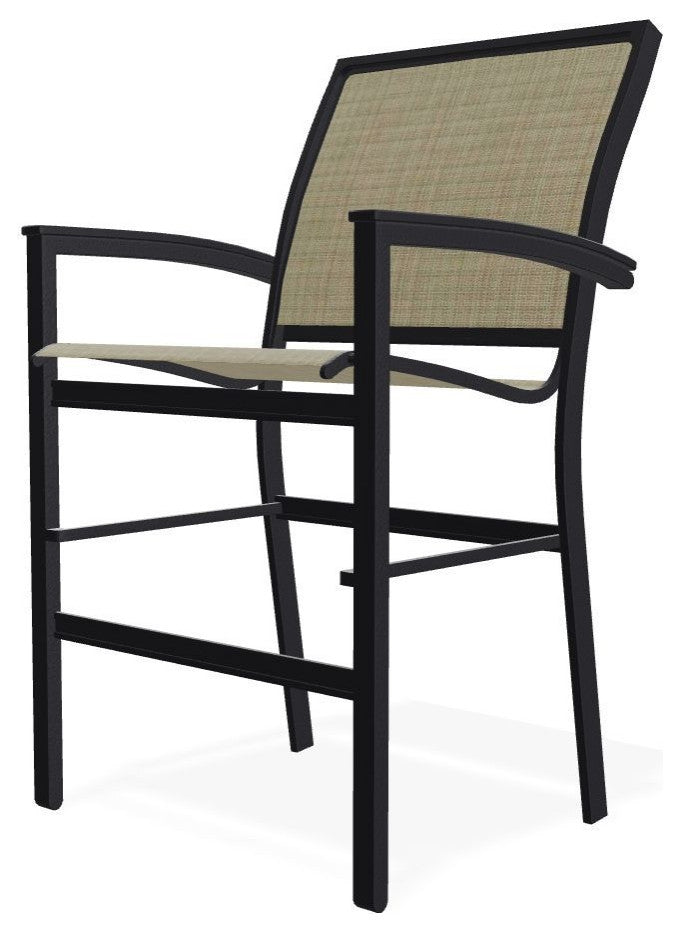 Bazza Sling Balcony Height Stackable Outdoor Stool, Elevation Stone/Black