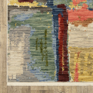 Saturn Painted Abstract Multi/Pink Wool Blend Area Rug Runner 2'6" x 12'