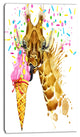 Giraffe Eating Ice Cream Watercolor, Contemporary Animal Art Canvas, 16"x32"