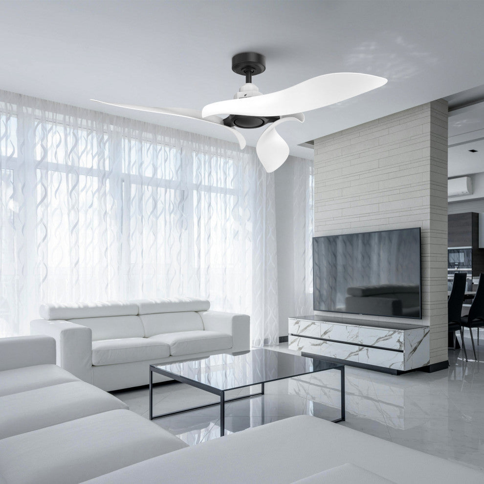 54 in. Indoor White Modern Ceiling Fan without Light