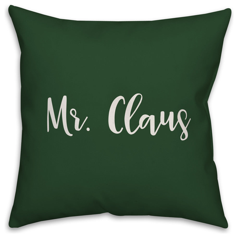 Mr. Claus, Dark Green 18x18 Throw Pillow