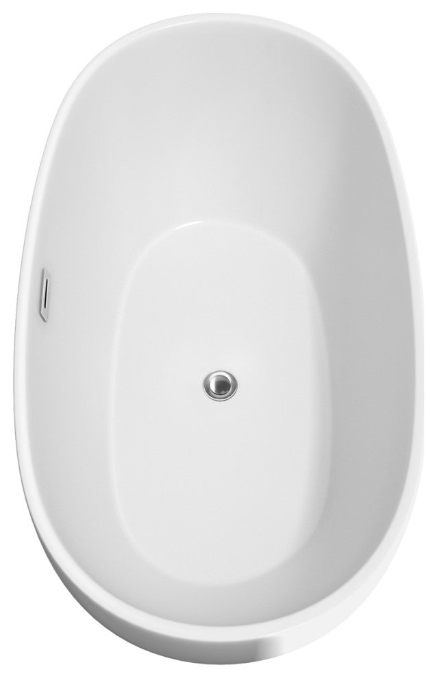 Juno Freestanding Bathtub, Polished Chrome Trim, 63", Faucet in Brushed Gold