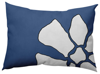 Petal Lines Decorative Lumbar Pillow, Blue, 14x20"