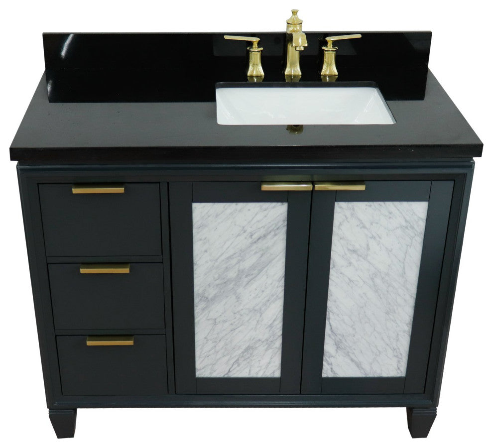 43" Single Vanity, Dark Gray Finish With Black Galaxy