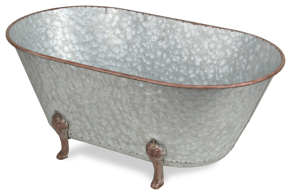 Lavande Metal Tub Decor - Large - Galvanized