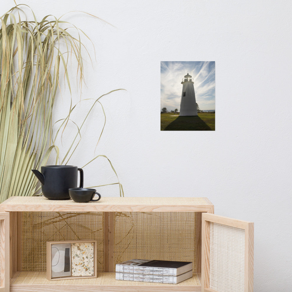 Turkey Point Lighthouse with Sun Flare Unframed Wall Art Prints, 11" X 14"