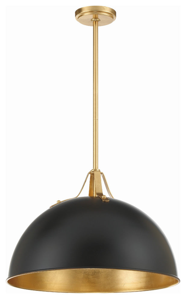 Soto 1-Light Matte Black/Antique Gold Pendant