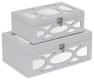 Mirrored Bubbly Champagne Boxes, Set of 2, Champagne, White