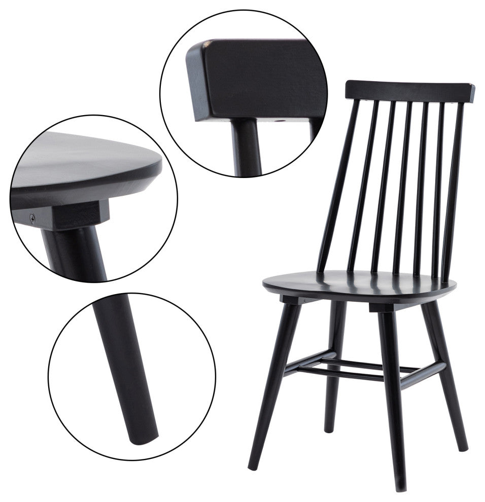 Duhome Spindle Back Wood Dining Room Windsor Chairs, Black, Set of 2