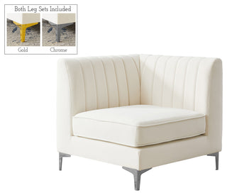 Alina Velvet Upholstered Modular Corner Chair, Cream