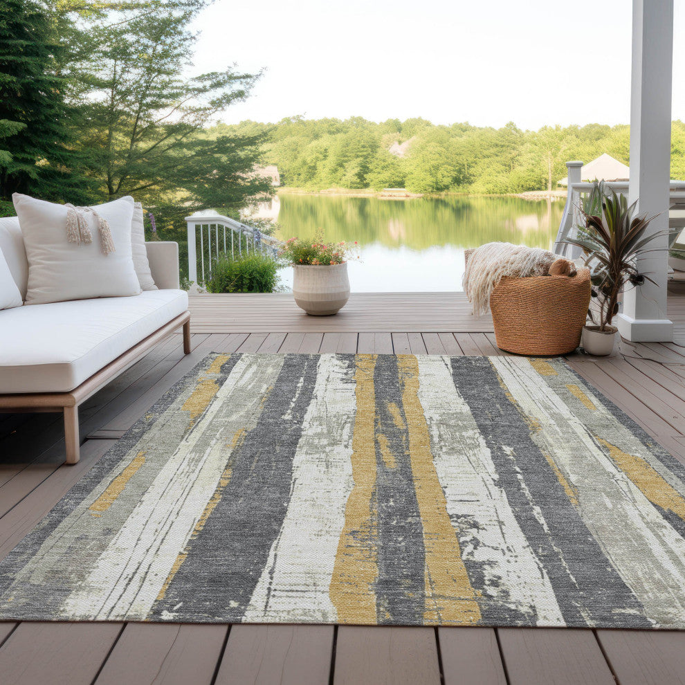 Machine Washable Indoor/Outdoor Chantille ACN1872 Gold 2'6" x 3'10" Rug