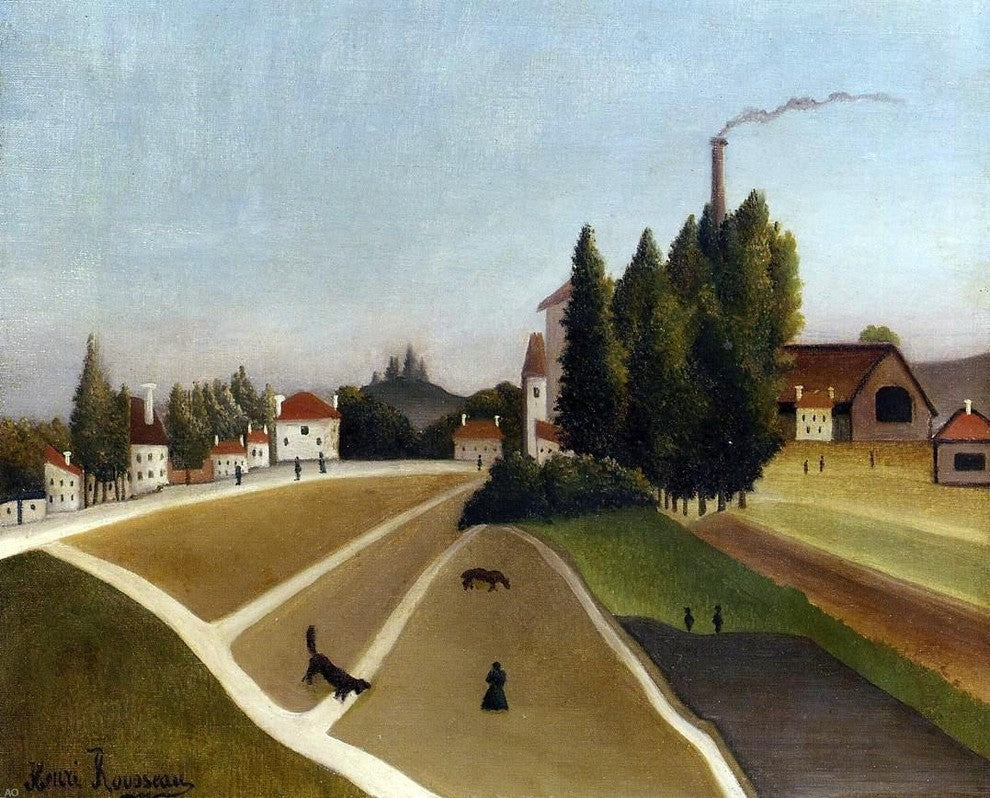 Henri Rousseau Landscape With Factory, 20"x25" Wall Decal