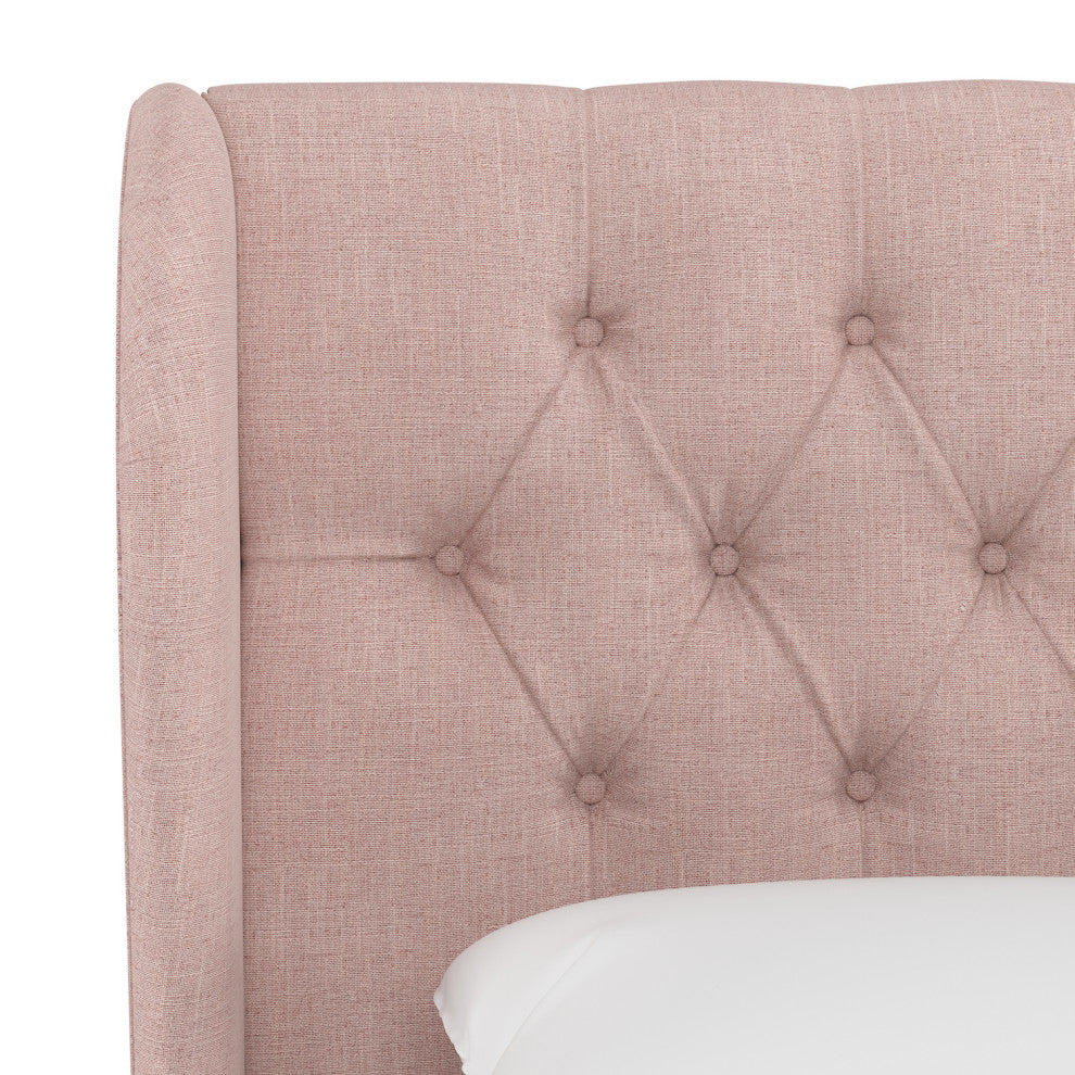 Bradwell Full Tufted Curved Wingback Headboard, Zuma Rosequartz