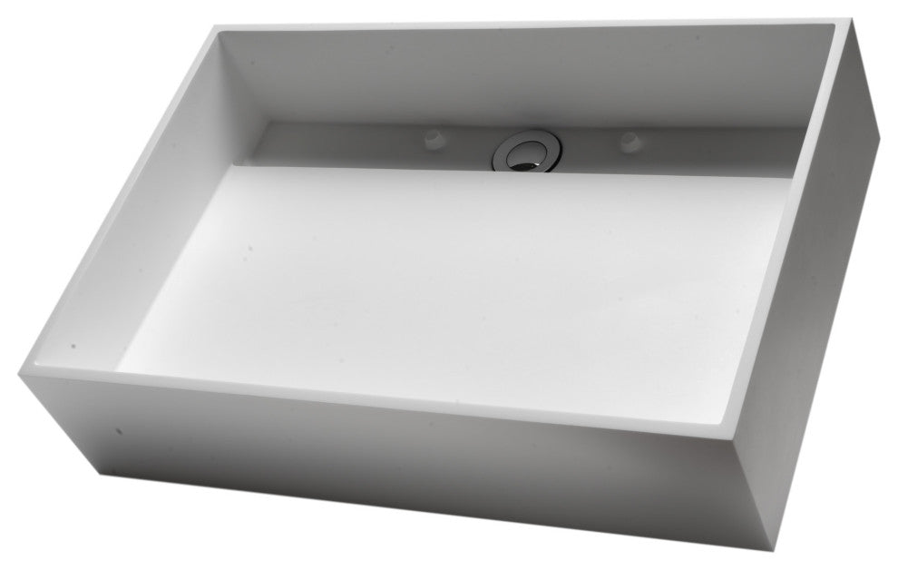 20" x 14" White Matte Solid Surface Resin Sink