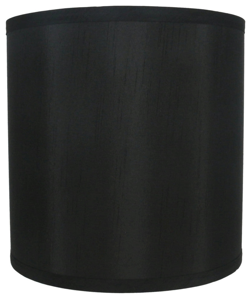 Classic Drum Faux Silk Lamp Shade, Black, 10"
