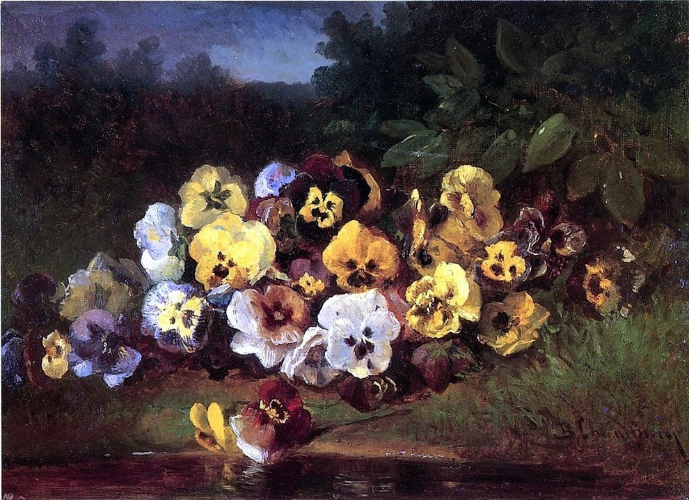 Benjamin Champney Pansies, 18"x27" Wall Decal Print