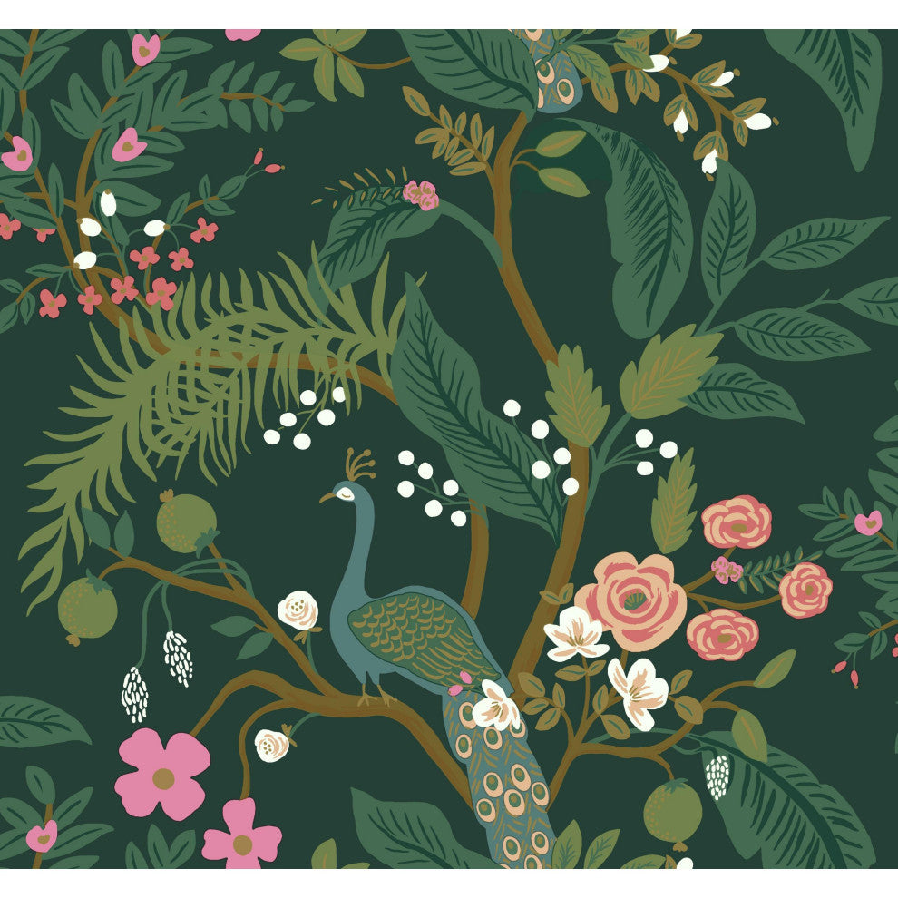 Peacock Wallpaper, Emerald