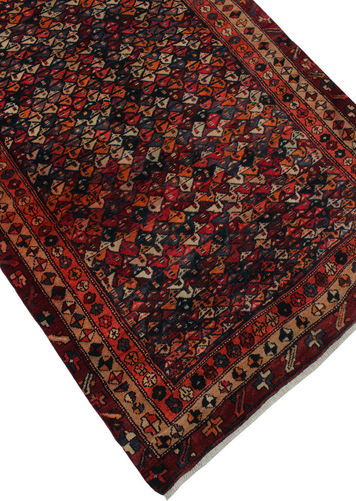 Fine Vintage Distressed Aidan Red Runner, 4'3x9'4