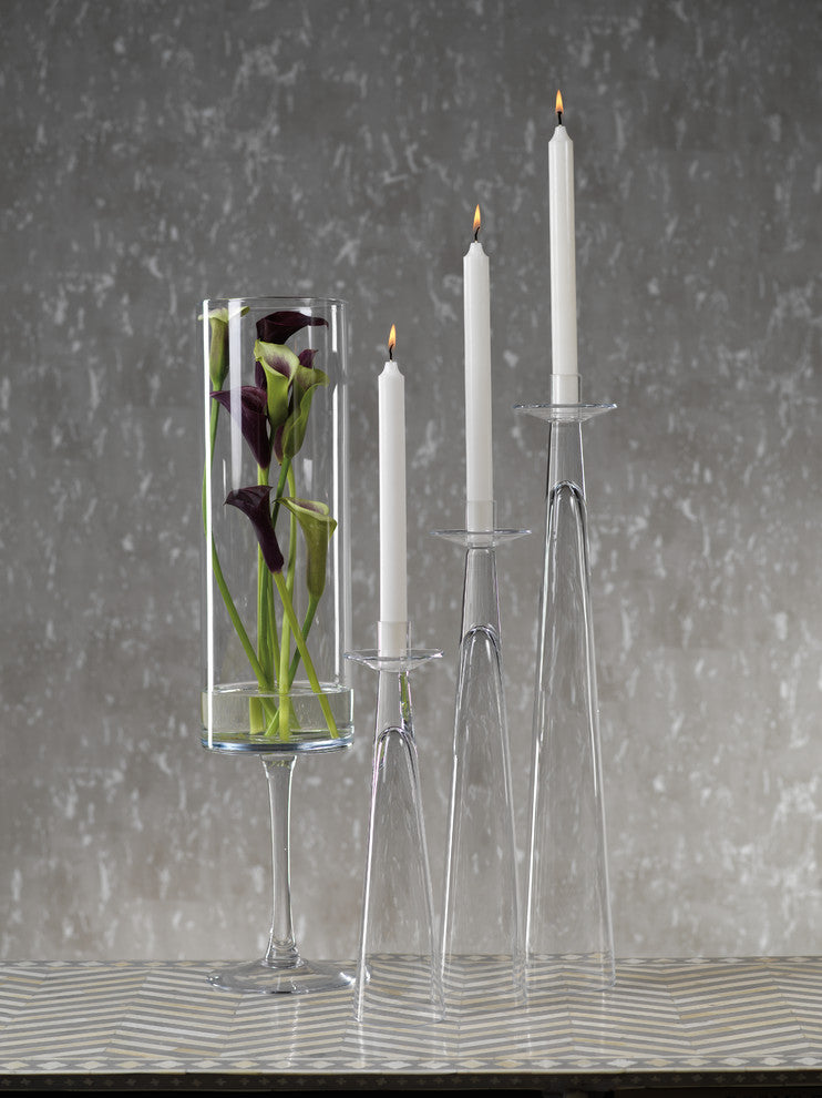 Alina Glass Taper Candle Holder, Small