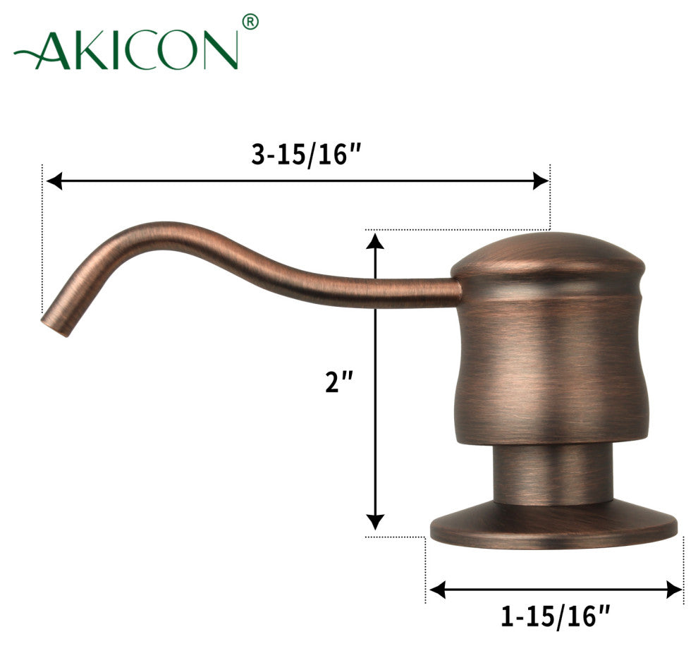 Built in Copper Soap Dispenser Refill from Top With 17oz Bottle, American Bronze