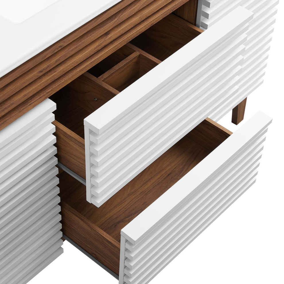 Render 48" Single Sink Bathroom Vanity, White Walnut White