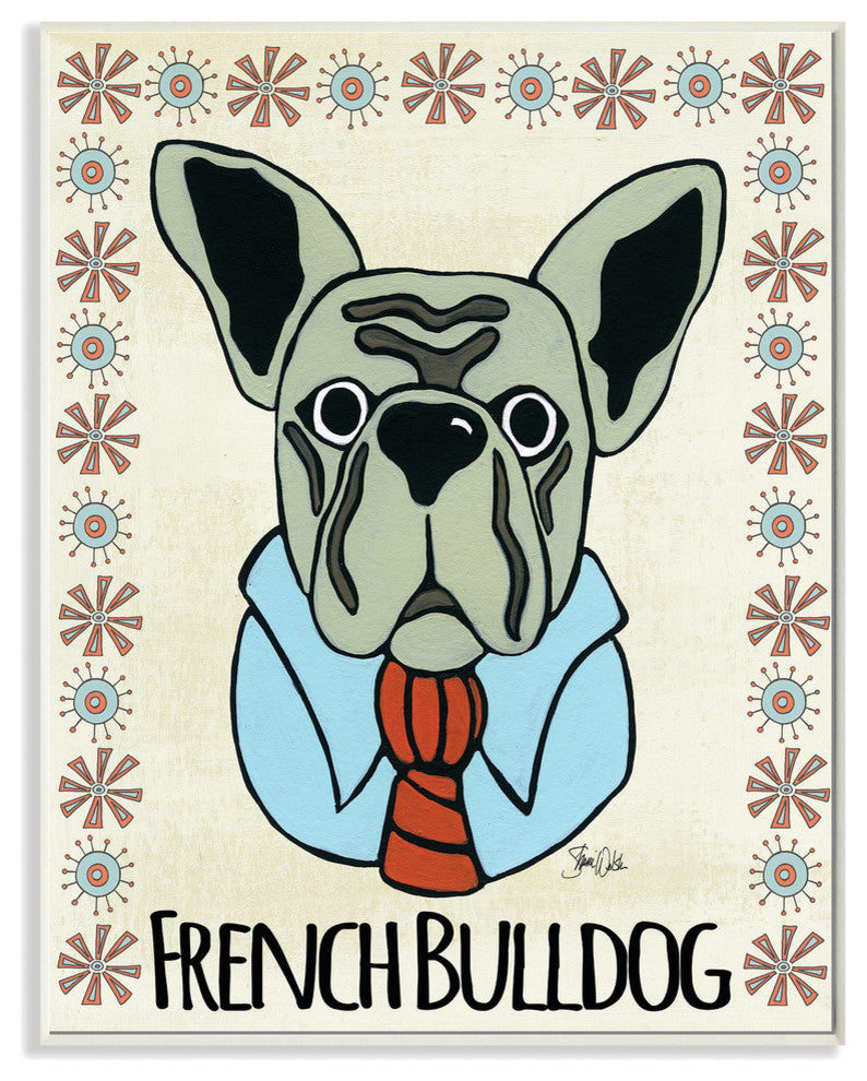 Whimsical French Bulldog Wearing Tie Wall Plaque