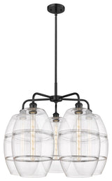 Ballston-Vaz 5-Light 28" Stem Chandelier, Matte Black, Clear