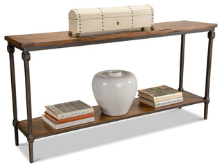 Huntsman Console Table With Shelf Wood and Iron Frame