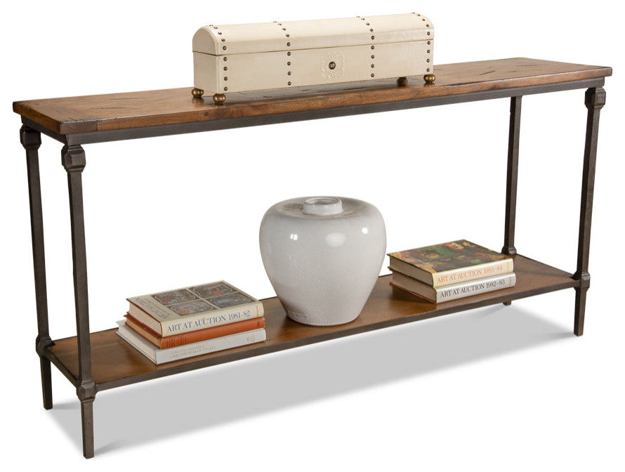 Huntsman Console Table With Shelf Wood and Iron Frame